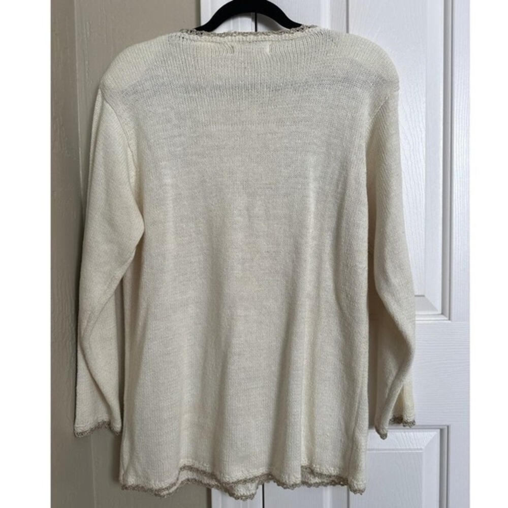 Vintage Worthington Floral Embroidered Sweater‎ Petite Medium Cable Cottagecore - Picture 5 of 7